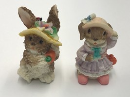 Two Adorable ceramic bunnies and their la friend. Just in time for Easter! - £11.63 GBP