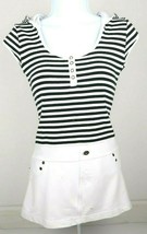 Women Stripped Sweater Black and White Casual Short Dress with Hoodie Si... - £15.71 GBP