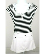 Women Stripped Sweater Black and White Casual Short Dress with Hoodie Si... - £15.74 GBP
