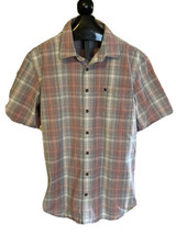 Carhartt Shirt Mens XL Relaxed Fit Brown &amp; Red Plaid Button Down Short Sleeve - £17.77 GBP