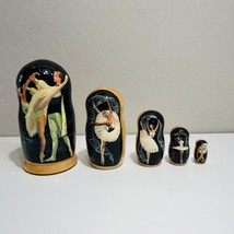 Nesting Doll Ballet Poses Wood Stacking Set 5 Pieces Dancing Women - £55.41 GBP