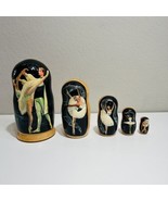 Nesting Doll Ballet Poses Wood Stacking Set 5 Pieces Dancing Women - £55.09 GBP