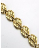 Vintage Napier Gold Tone Etched Leaf Link Bracelet PAT 4.774.749 - £19.46 GBP