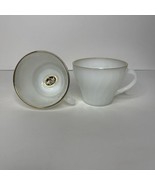 2 Anchor Hocking Fire King Coffee Cups Cup Golden Shell Sticker Milk Gla... - $44.54 CAD