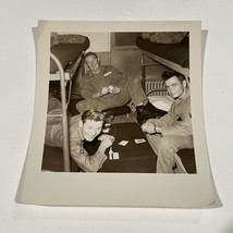 Vintage Photograph Soldiers Playing Cards Air Force 1950s Black &amp; White - £10.01 GBP