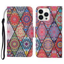 Rhombus Totem Flip Leather Phone Case for iPhone 15 Pro Max - £17.81 GBP
