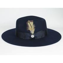 Mens Hat By BRUNO CAPELO Australian Wool Wide Brim Fedora Duke DU722 Navy image 4