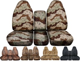Fits Ford F250 truck 1992 to 1998 front set car seat covers 40-20-40 camouflage - $106.99