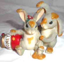 Fitz And Floyd Charming Tails #84/112 Honey Bunnies Figurine 4" Tall Mice Jar - $19.79