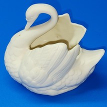 Beautiful Vintage 4.5&quot; Holland Mold White Ceramic Swan Planter - UNFINISHED - £14.27 GBP