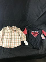 Lot Of 2 Child Of Mine Dc Comics Superman Shirts Baby Boy Size 3-6 KG Z2 - £9.49 GBP