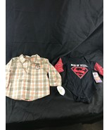 Lot Of 2 Child Of Mine Dc Comics Superman Shirts Baby Boy Size 3-6 KG Z2 - €10,31 EUR