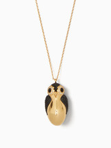 Kate Spade Black  Gold Dashing Penguin Pendant Necklace Novelty 32" - £55.07 GBP
