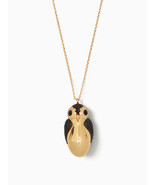 Kate Spade Black  Gold Dashing Penguin Pendant Necklace Novelty 32&quot; - £54.37 GBP