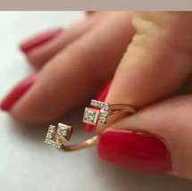 1CT Rund Künstlicher Diamant Minimalist Verlobungsring 14k Rose Vergoldet - £52.96 GBP