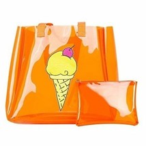 nwd EMMA LOMAX ice cream cone tote+wristlet embroidered orange see thru PVC bag - £11.99 GBP