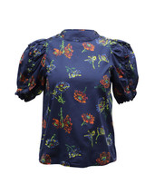 Ulla Johnson Floral Top With Puff Sleeves In Cotton Women Blue Size 2 - $100.70