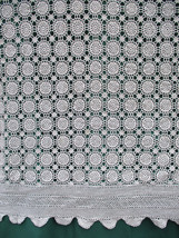 Vintage Irish Crochet Lace Bed Cover Coverlet Tablecloth 112 x 63 Ecru Handmade - £48.57 GBP