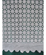 Vintage Irish Crochet Lace Bed Cover Coverlet Tablecloth 112 x 63 Ecru H... - £48.39 GBP