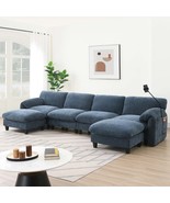 140&#39; U-Shape Modular Sectional Sofa: USB, Storage &amp; Wide Chenille Seats - $1,407.52 CAD