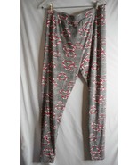 Grey Candy Cane in heart shapes knit  leggings Size 2x - very stretchy - $11.99