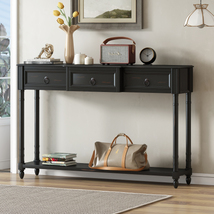 Console Table Sofa Table with Drawers and Long Shelf for Entryway Beige - £243.76 GBP