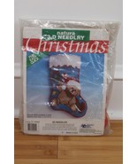 Vtg 1991 Natura 3-D Needlry Christmas Bear Candy Cane Needlepoint Stocki... - $20.90