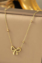 Gold Bowknot Pendant Plated Choker Necklace - $8.99