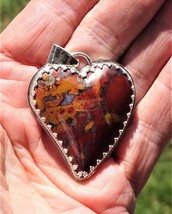 Slate Mountain Agate Heart Pendant..Handmade Set In Sterling Silver With Sterlin - £108.50 GBP