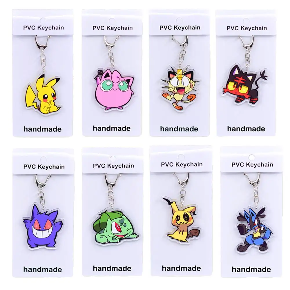 Hu bulbasaur gengar meowth jigglypuff lucario mimikyu cartoon keychain kid toy birthday thumb200