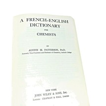 French to English Dictionary for Chemists Austin M Patterson 1921 Book A... - $9.95