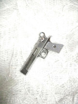 Pewter 9MM Pistol Gun Top Shot Shooter Pendant Adjustable Cord Necklace - £7.18 GBP