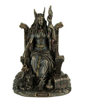 Frigga Norse Goddess Of Love Marriage and Destiny Sitting On Throne Statue - £71.44 GBP