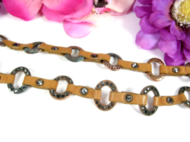 Vintage ODD Necklace LEATHER COPPER BLACK RHINESTONES Western Equestrian... - $19.79