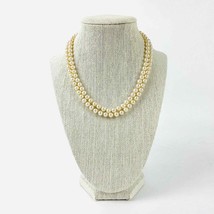 Necklace Pearlesque Beads Cream Color 6mm Double Strand Fashion Jewlery  - £9.58 GBP