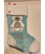 Christmas Holiday Stocking Baby&#39;s First Christmas Teddy Bear Blue and Wh... - £7.98 GBP