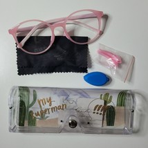 Livho Miracle Blue Blocking Glasses Girl Pink Transparent Clear Case Acc... - £13.99 GBP