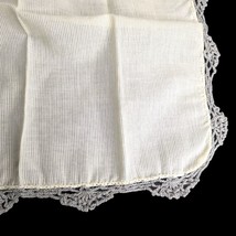 VTG Hanky Handkerchief Pale Yellow with Gray Crochet Border 12” Wedding - £7.80 GBP