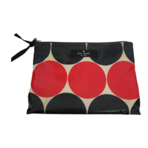 Kate Spade Coated Canvas Zipper Change Purse Pouch Red Black Polka Dots 6&quot; x 5&quot; - £13.35 GBP