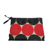Kate Spade Coated Canvas Zipper Change Purse Pouch Red Black Polka Dots 6" x 5" - $16.66