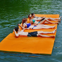 Costway 3-Layer Floating Water Pad 12&#39; x 6&#39; Floating Oasis Foam Mat Orange - £350.69 GBP