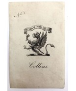 Antique Paper Book Plate Spero Meliora Collins Fantasy Animal Illustration - $20.00