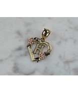 Womens 10K Yellow &amp; Rose Gold Initial Letter &quot; H &quot;  Heart Pendant 0.9g E... - €81,72 EUR