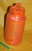 Rae Dunn Crow&#39;s Bones Orange Luster Finish Ceramic Canister Halloween Decor  - £75.41 GBP