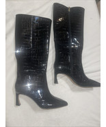 Vince Camuto Heeled Boots Black Croc Print Patent Leather sz 8 new - $115.52 CAD