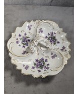 Vintage Kalk Porcelain Three Compartment Handle Floral Relish Serving Dish - £22.12 GBP