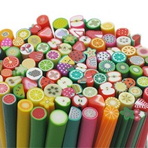 Fujiyuan 20 PCS Mixed Fruit Fimo Polymer Clay Cane Rod Nail Decorations Stick St - £3.51 GBP