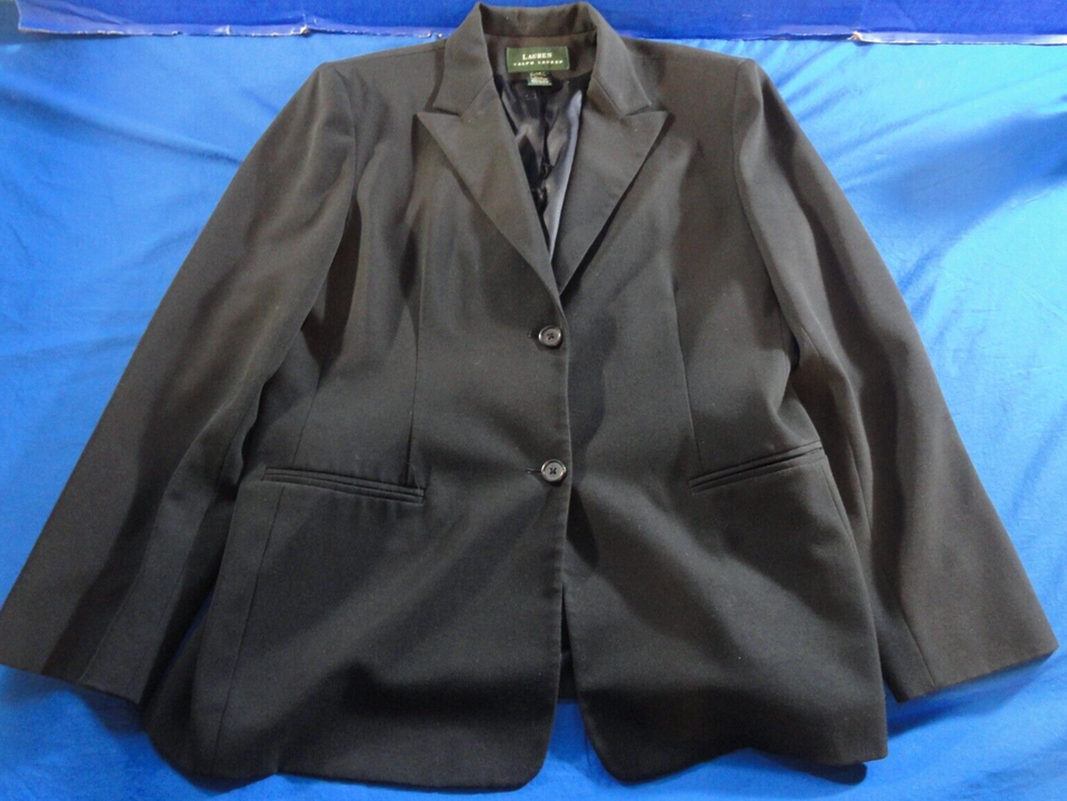 2 Button RALPH LAUREN POLO Designer Suit BUSINESS WORK Jacket BLACK WOME... - $30.95