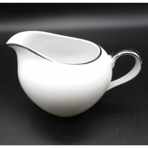 Moon Glow by Yamato Creamer Only White with Platinum Trim Japan Vintage 3&quot; - $9.89