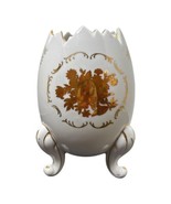 Vintage Japanese Cracked Egg Footed Vase Gold Etching Flower Floral Easter - $391.64 MXN